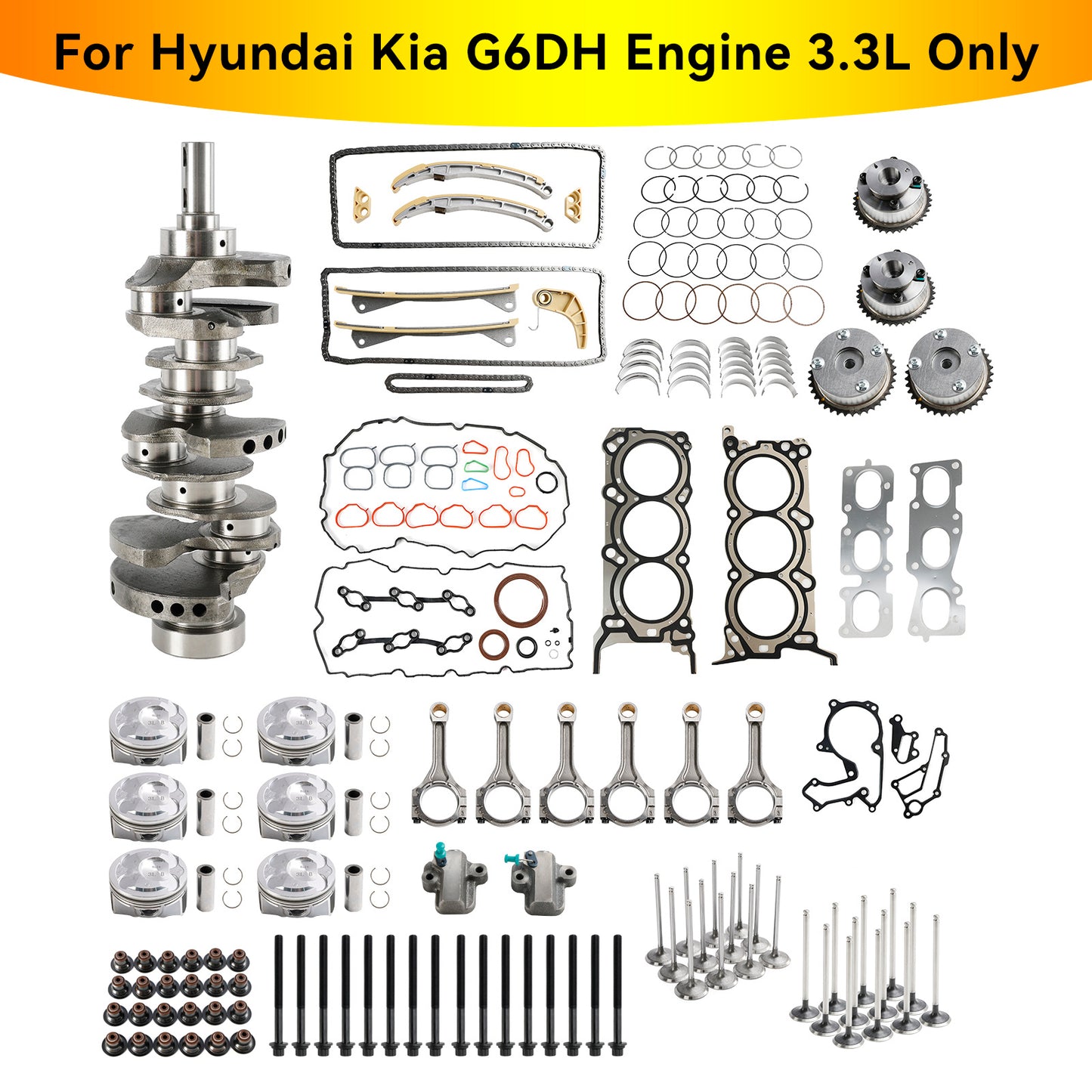 Kit di revisione e ricostruzione Hyundai KIA Santa Fe 3.3L G6DH 2013-2019 con bielle e fasatura dell"albero motore