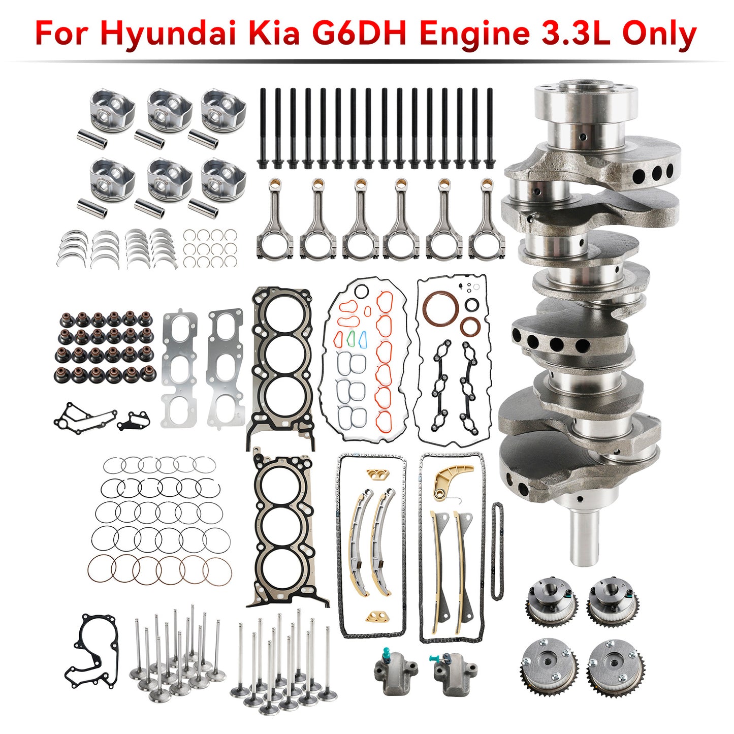 Kit di revisione e ricostruzione Hyundai KIA Cadenza 3.3L G6DH 2014-2019 con bielle e fasatura dell"albero motore