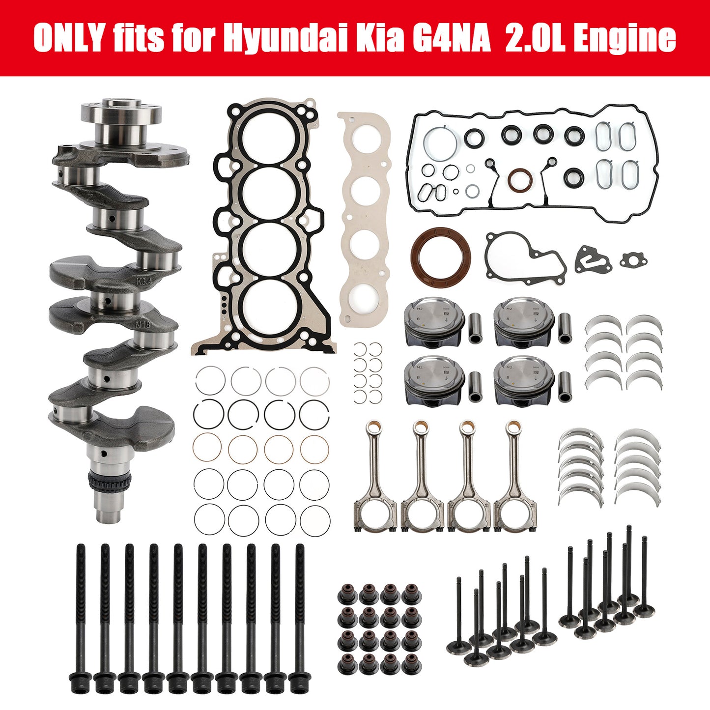 Kit di revisione motore G4NA 2.0L Kit guarnizioni bielle albero motore per HYUNDAI KIA
