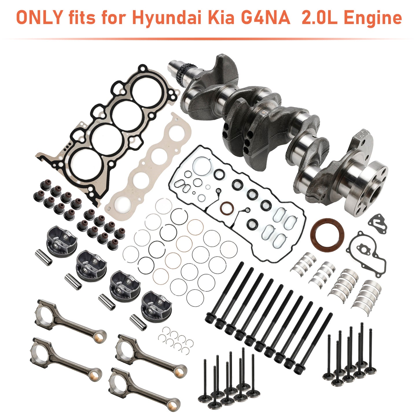 Kit di revisione motore Kia K4 G4NA 2.0L 2014–2021 Kit guarnizioni bielle albero motore