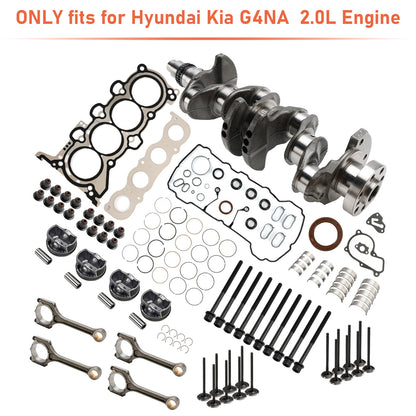 Kit di revisione motore Kia K4 G4NA 2.0L 2014–2021 Kit guarnizioni bielle albero motore
