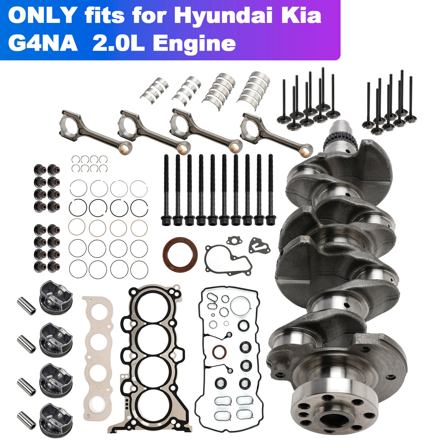 Kit di revisione motore Kia K4 G4NA 2.0L 2014–2021 Kit guarnizioni bielle albero motore