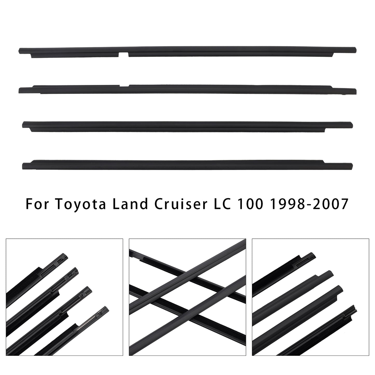 4pcs Glass Belt Belt Affermazione della fascia esterna per la terra per Land Cruiser LC100 1998-2007