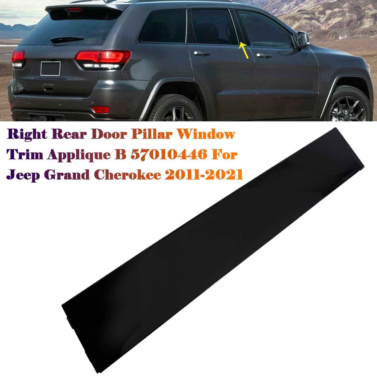 Applique per finestrino montante portiera posteriore destra B 57010446 per Jeep Cherokee 2011-2021