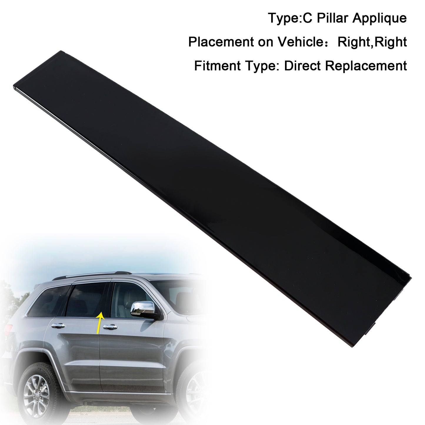 Applique per finestrino montante portiera posteriore destra B 57010446 per Jeep Cherokee 2011-2021