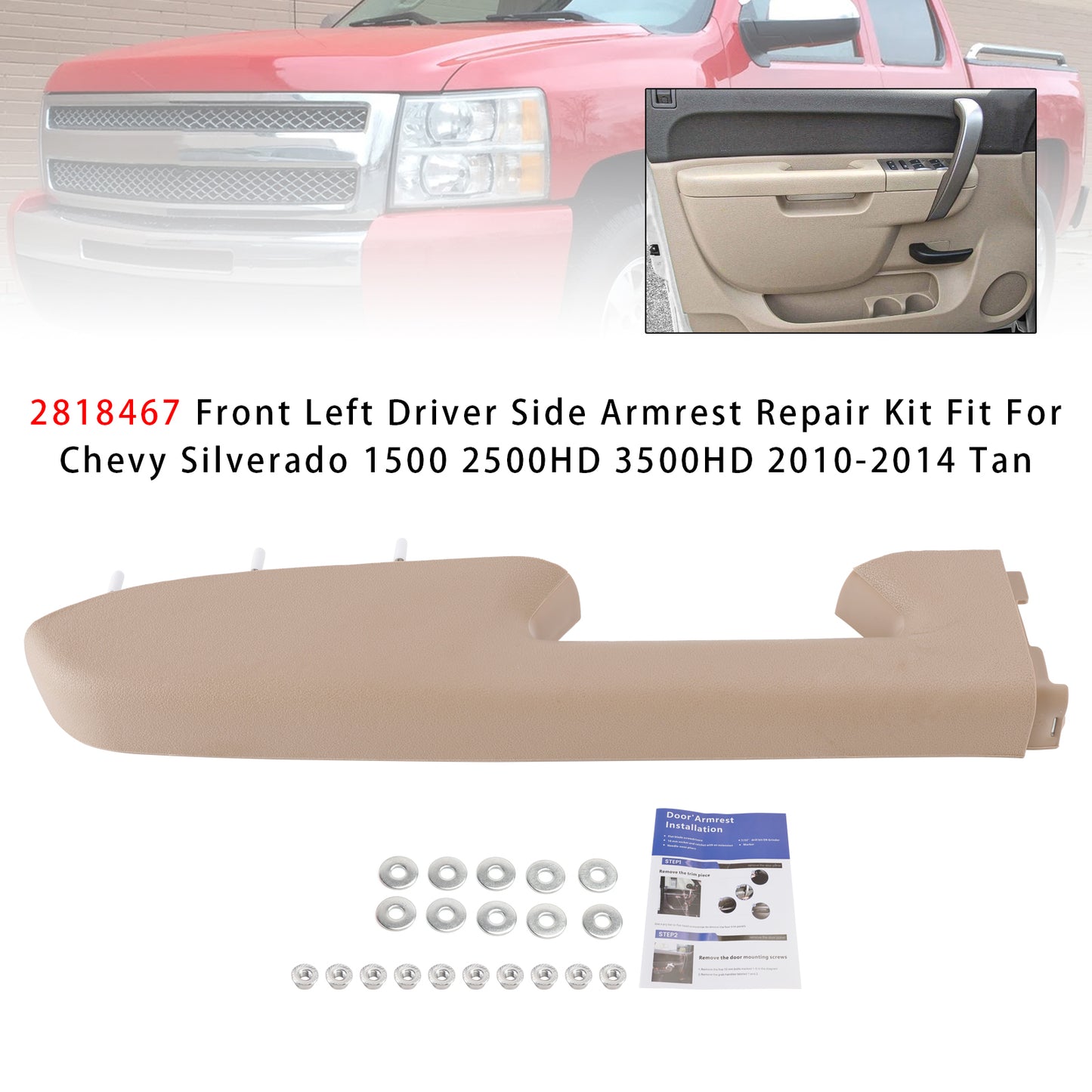 Kit di riparazione del bracciolo anteriore sinistro adatto per Chevy Silverado 1500 2500HD 3500HD 10-2014