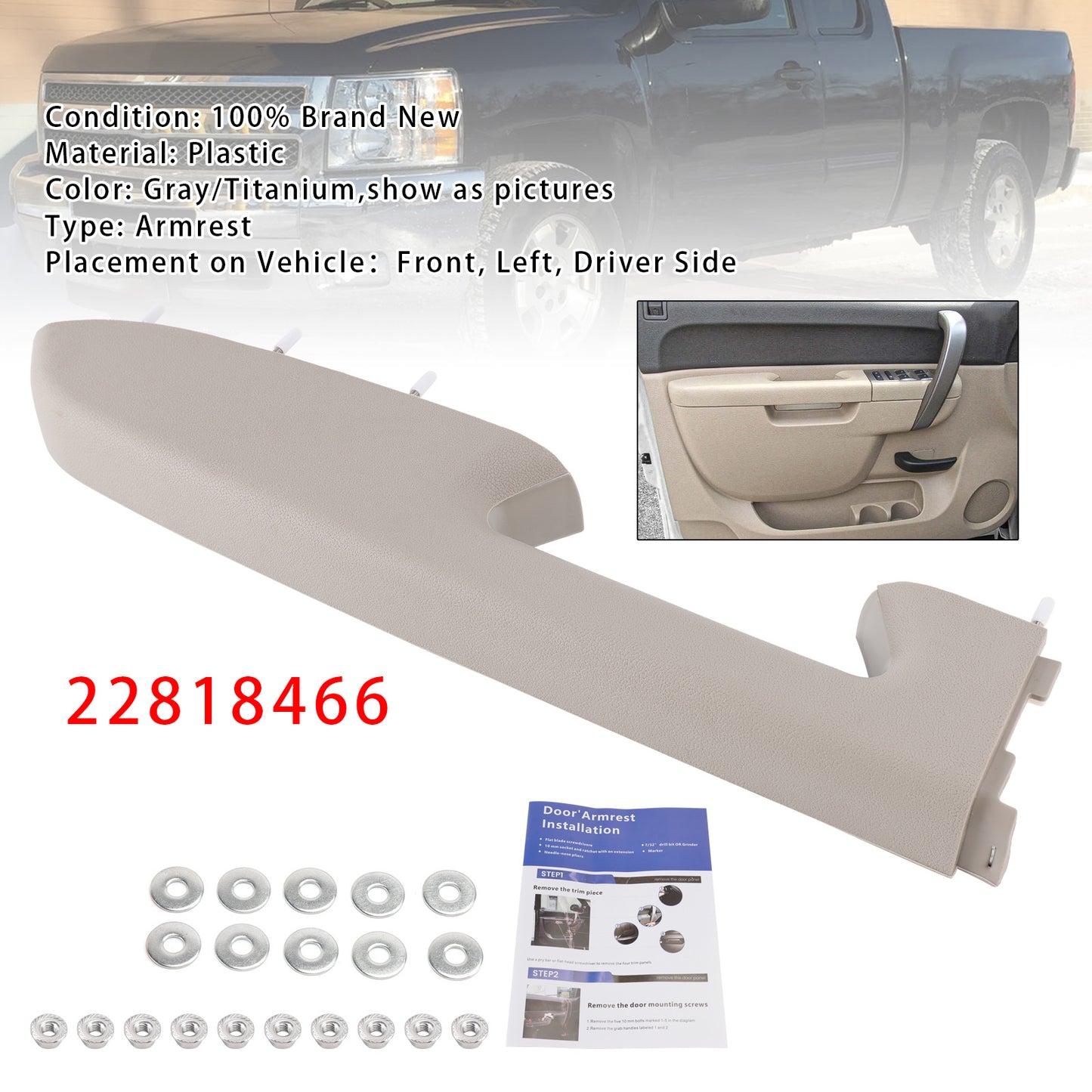 Kit di riparazione del bracciolo anteriore sinistro per Chevy Silverado 1500 2500HD 3500HD 2010-2014