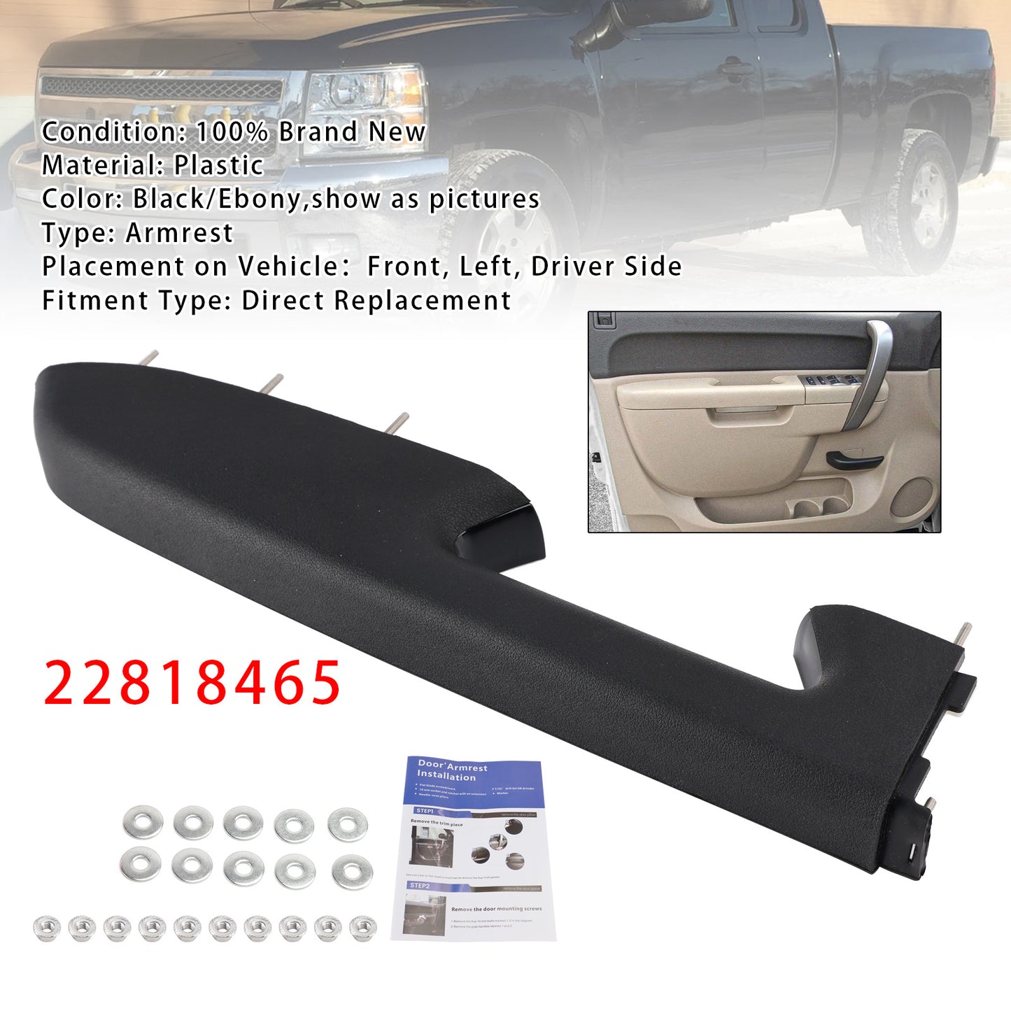 Kit di riparazione del bracciolo anteriore sinistro adatto per Chevy Silverado 1500 2500HD 3500HD 10-2014