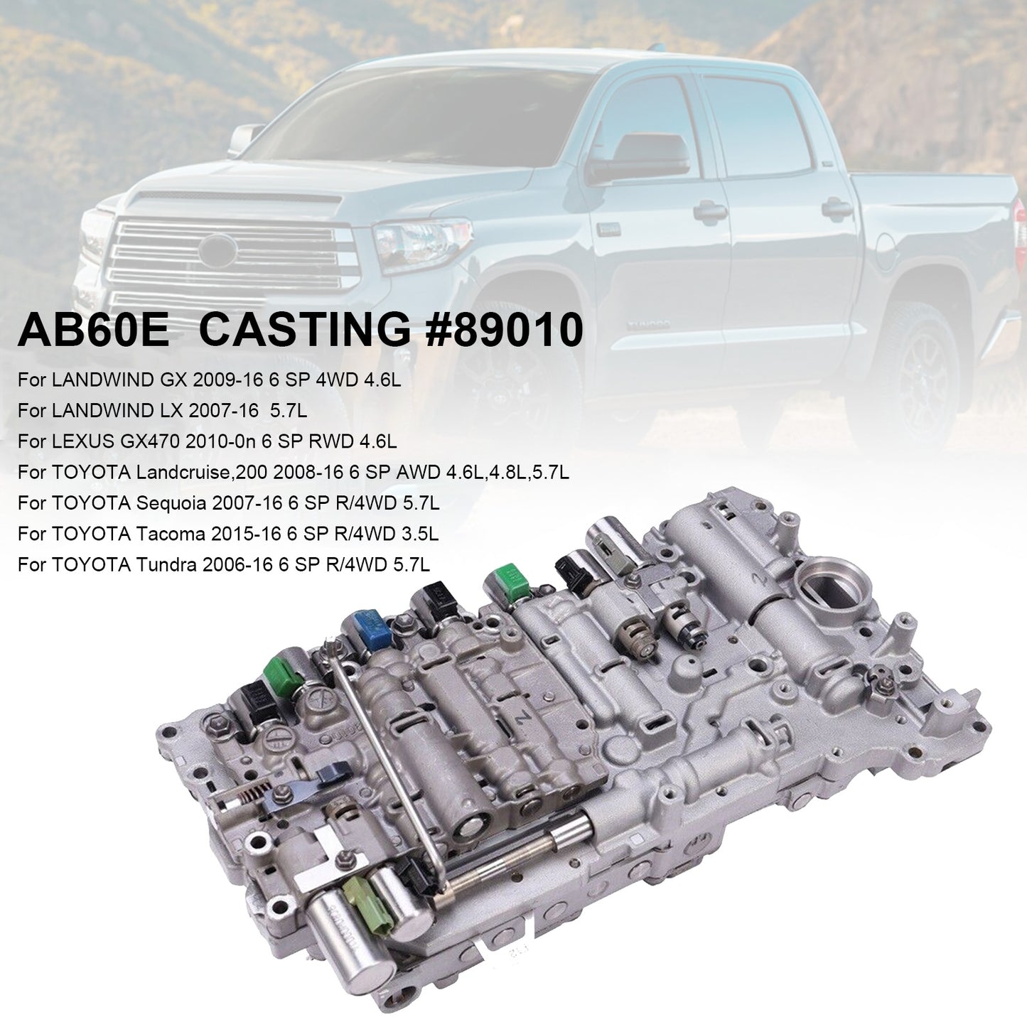 Corpo valvola di trasmissione AB60E 8870 con solenoidi TB-681S per Toyota TUNDRA 2007-