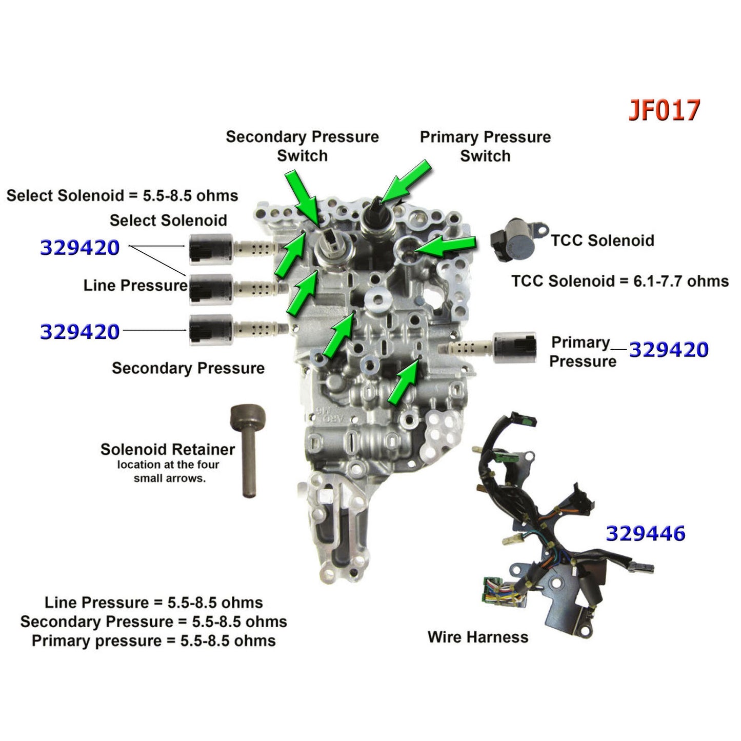 JF016E JF017E CVT Trasmissione Solenoidi Kit Per Infiniti JX35 Nissan