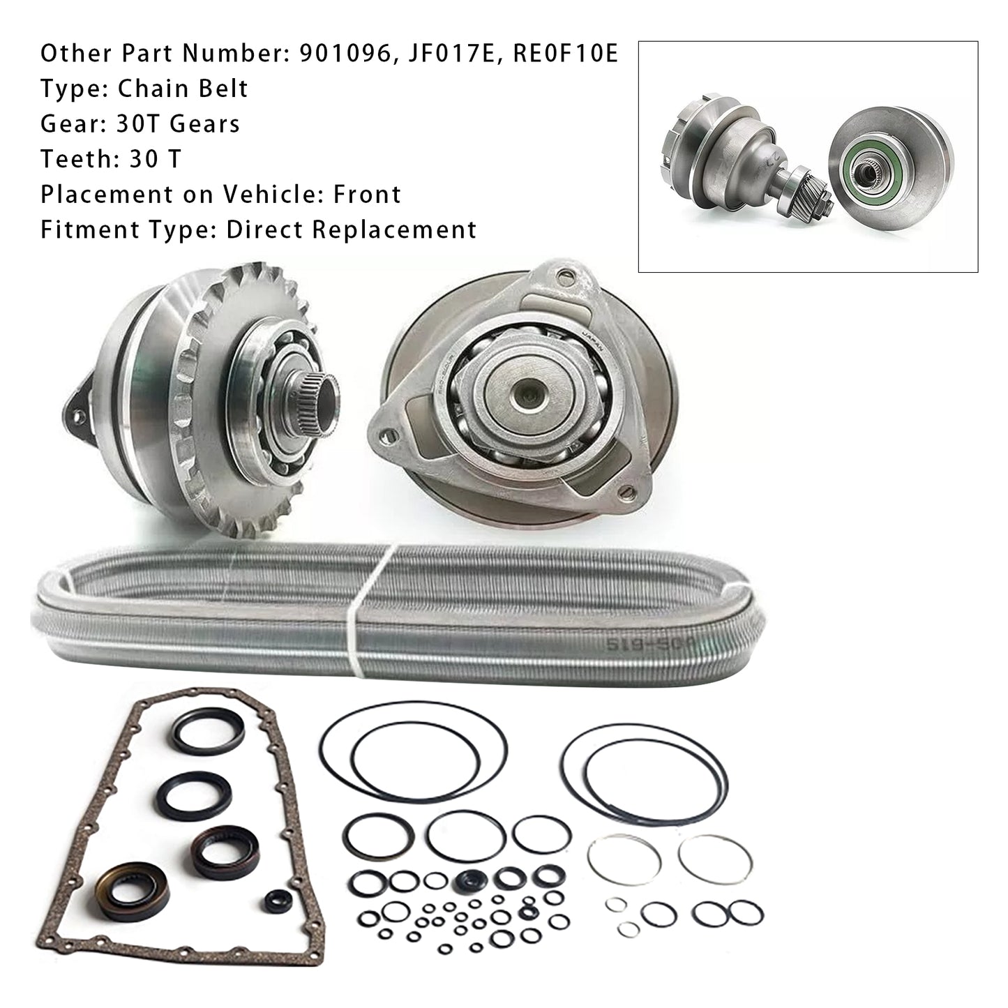 Kit di ricostruzione della trasmissione principale CVT NISSAN TEANA 2.5L 3.5L RE0F10E JF017E con cinghia a catena 30T per modelli 2013-2014