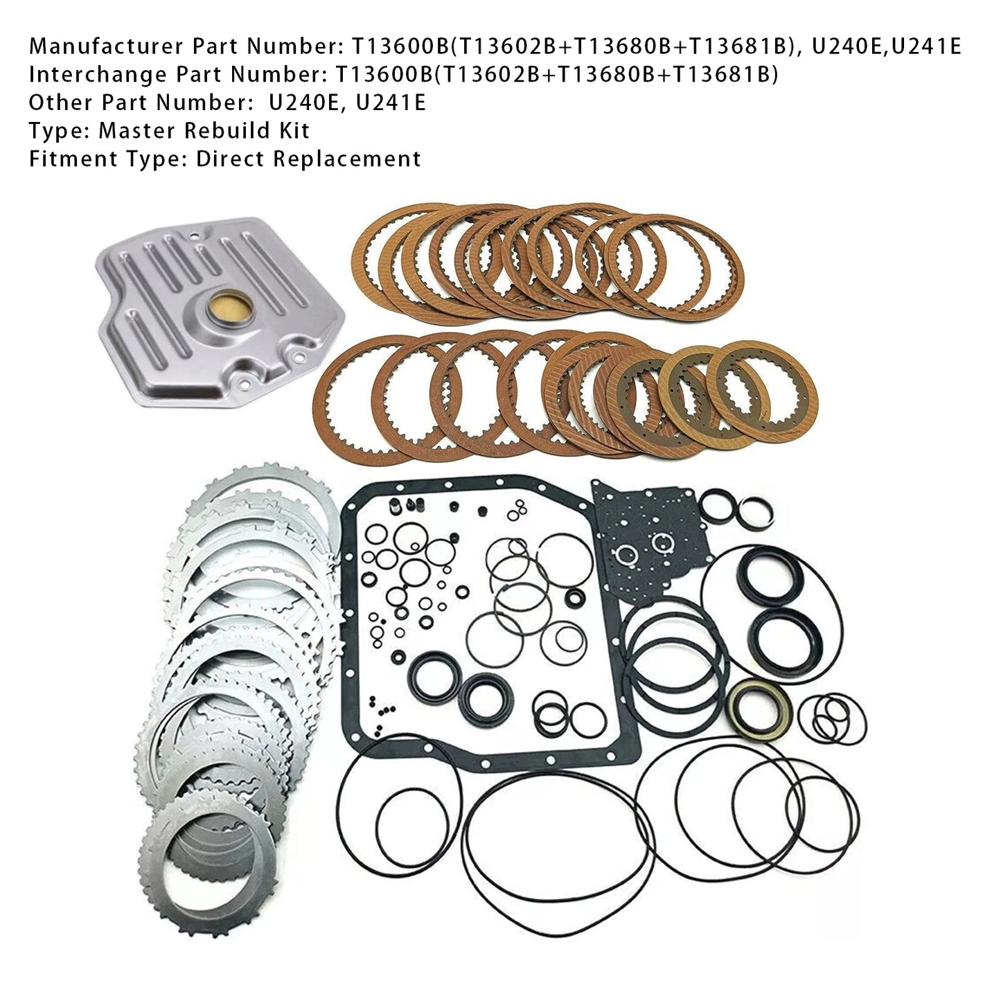 Kit di ricostruzione del cambio automatico TOYOTA SOLARA 2.4L 2002-2005, guarnizione dei dischi della frizione T13600B U240E U241E