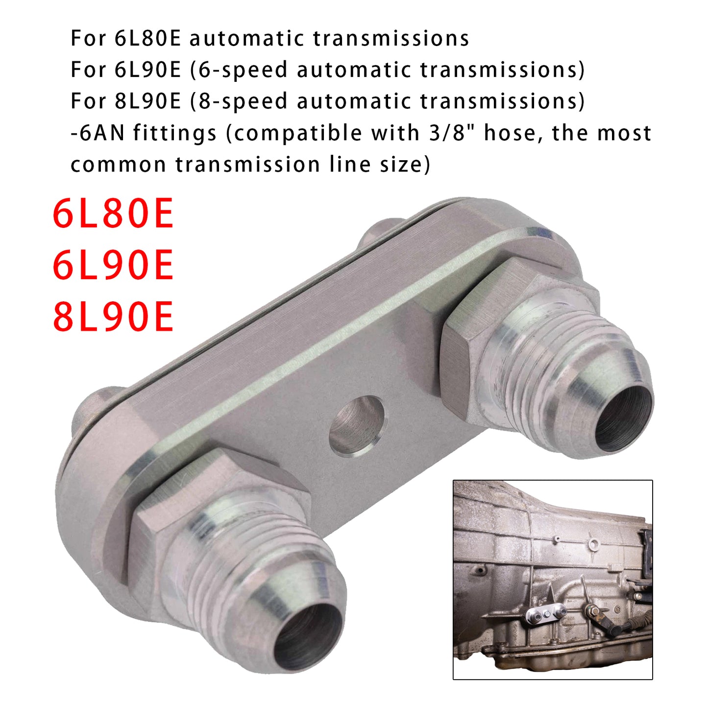 Piastra adattatrice per tubo di raffreddamento della trasmissione 6L80E 6L90E 8L90E con guarnizione per raccordi 6AN