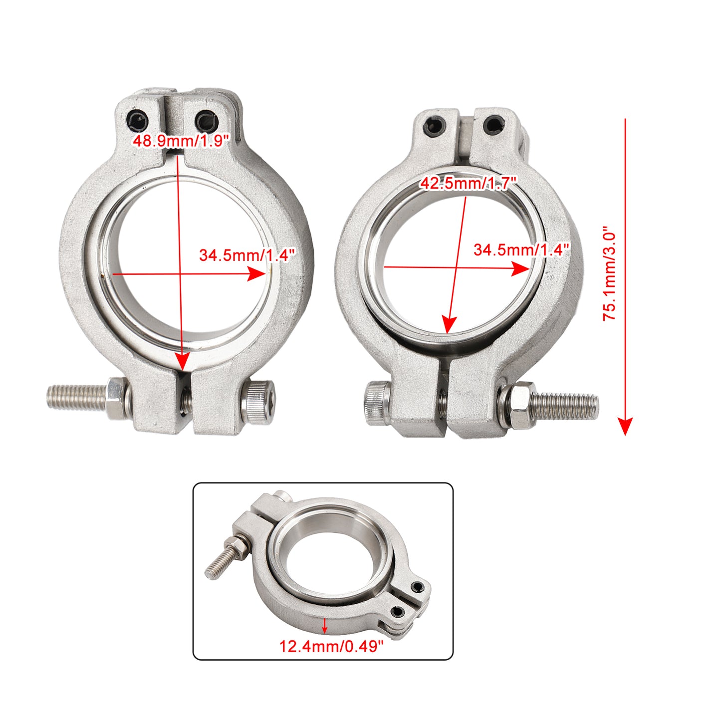 2PC TiAL MV-S 38mm Wastegate V-Band Morsetto Set Kit con Viti Dadi e Guarnizioni Generico