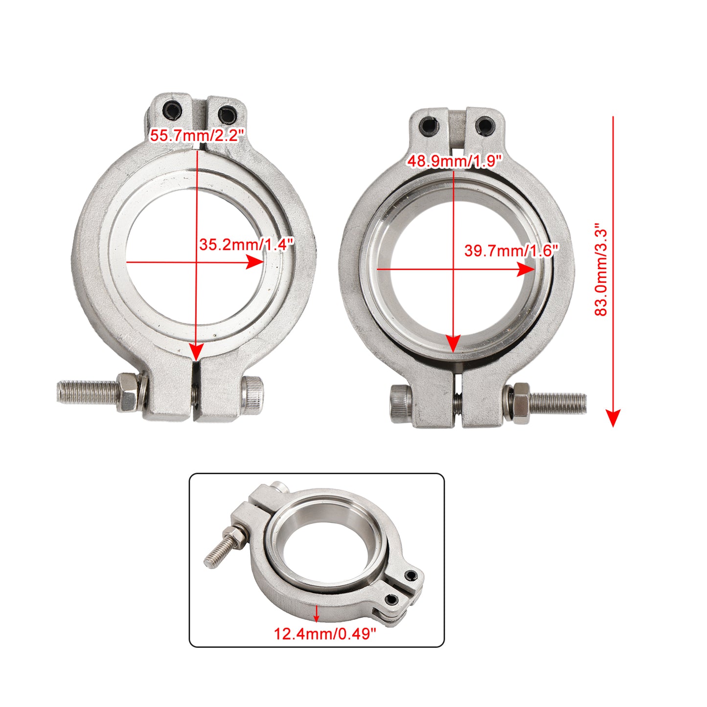 2PC TiAL MV-S 38mm Wastegate V-Band Morsetto Set Kit con Viti Dadi e Guarnizioni Generico