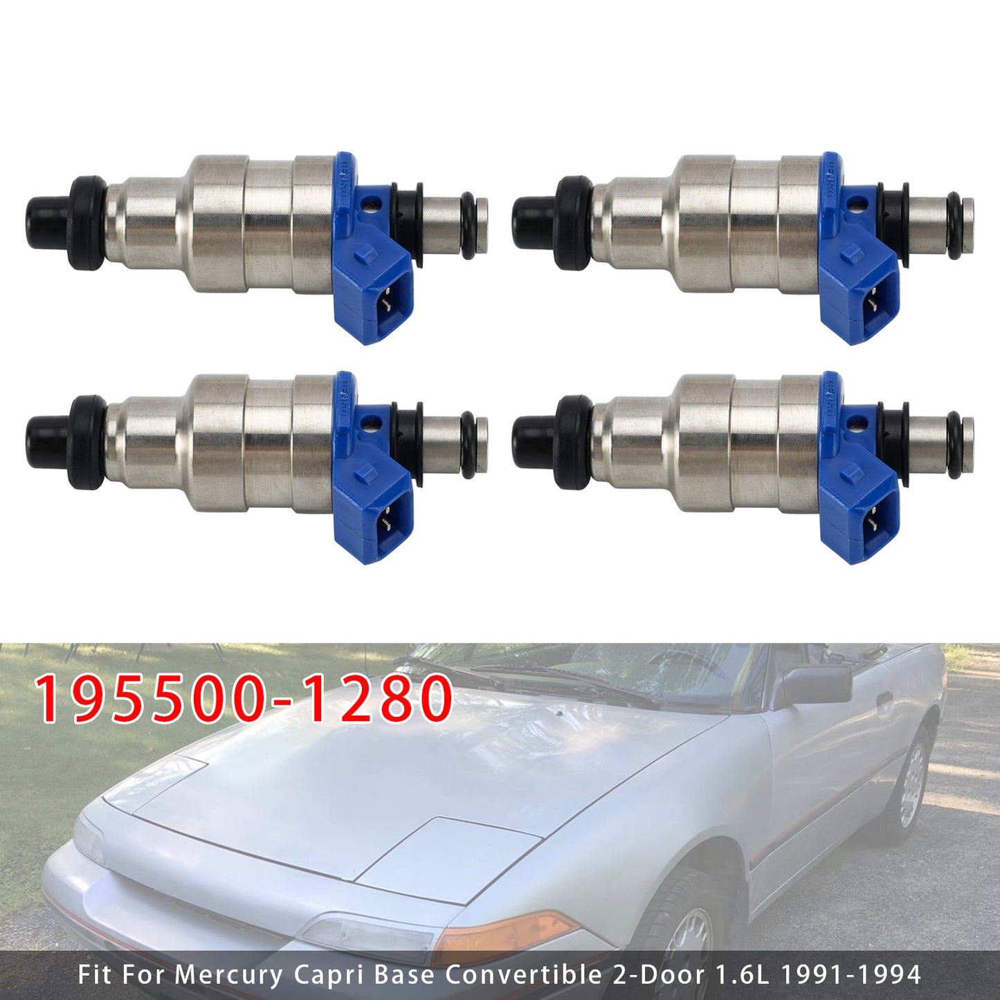 1991-1994 Mercury Capri Base Convertible 2 porte 1.6L 4 pezzi Iniettore carburante 195500-1280