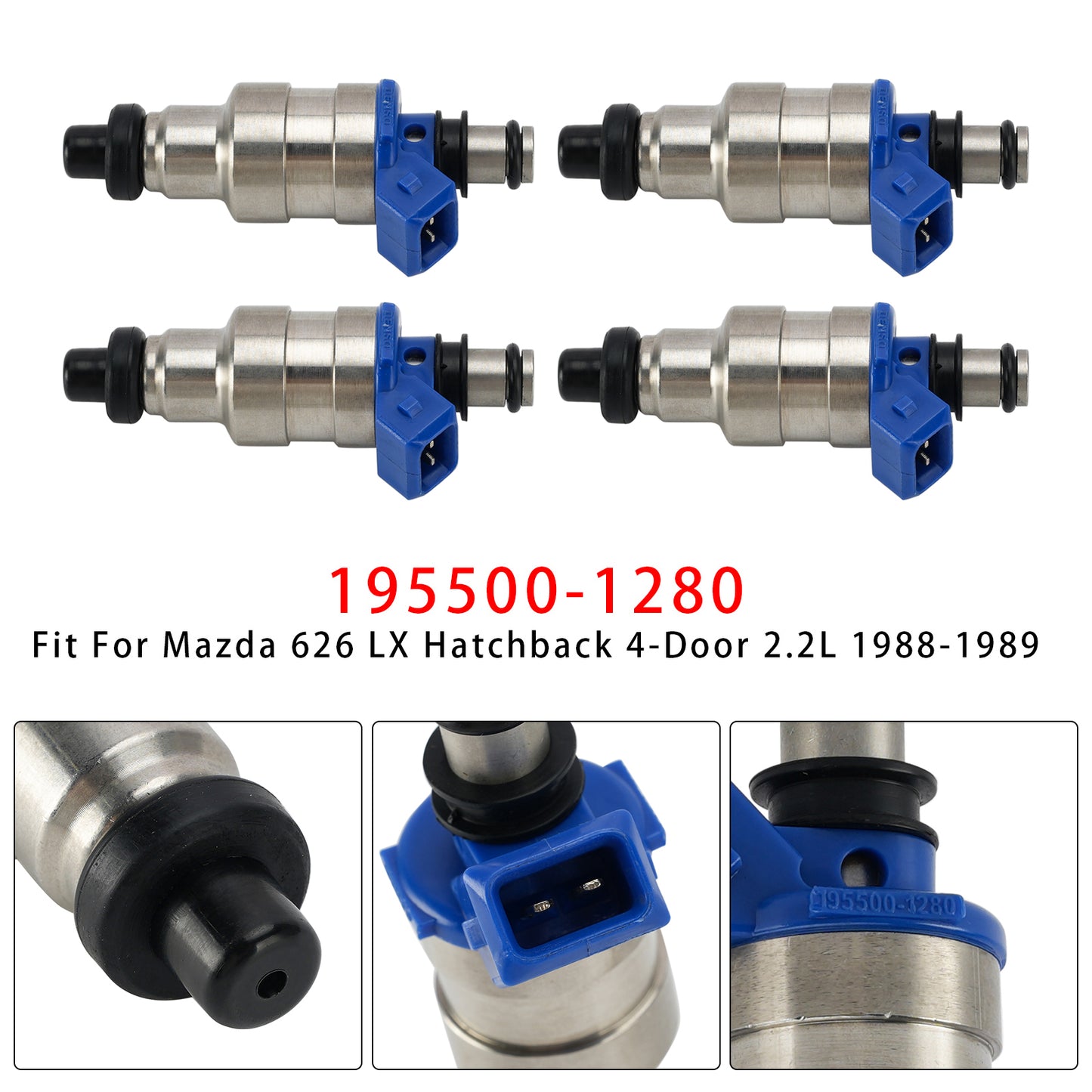 Iniettore carburante 4 pezzi Mazda MX-6 DX/LX Coupe 2 porte 2.2L 1988-1989 1955001280