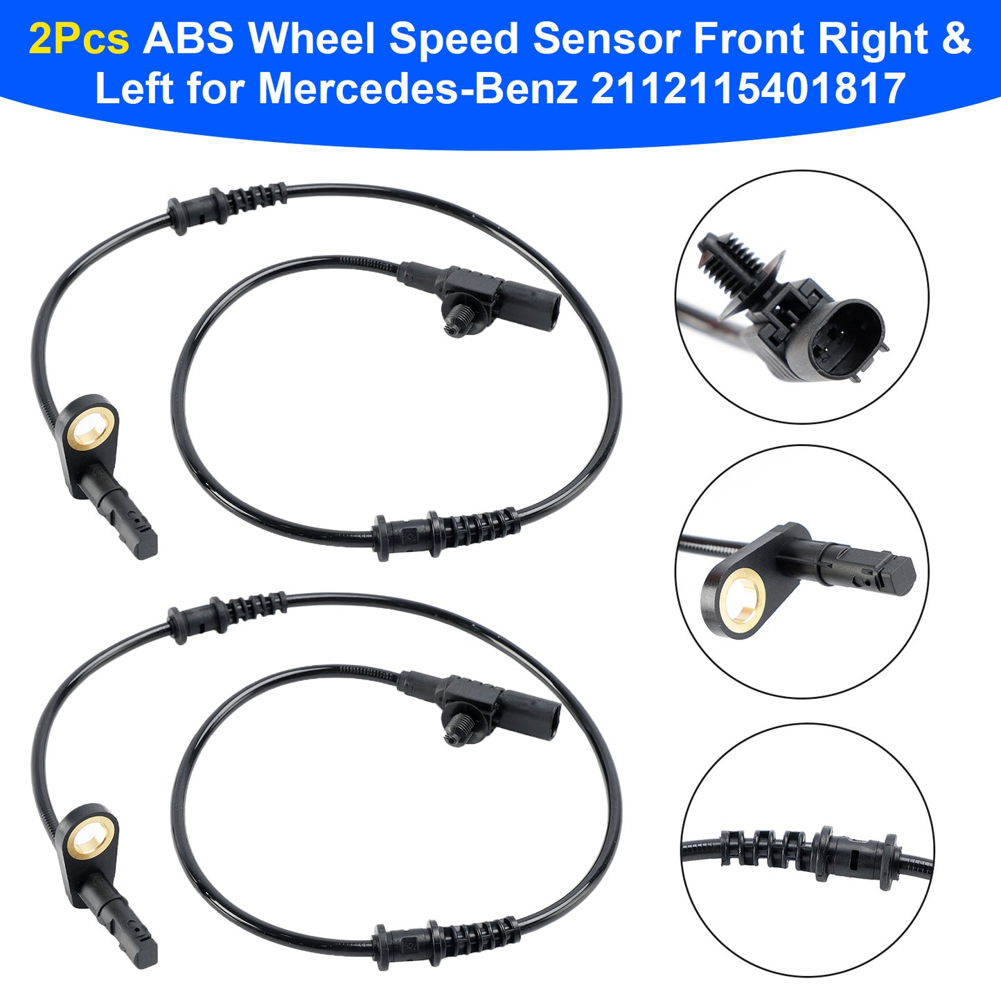 2 Pcs ABS Sensore di Velocità della Ruota Anteriore Destra e Sinistra per Mercedes-Benz 2112115401817