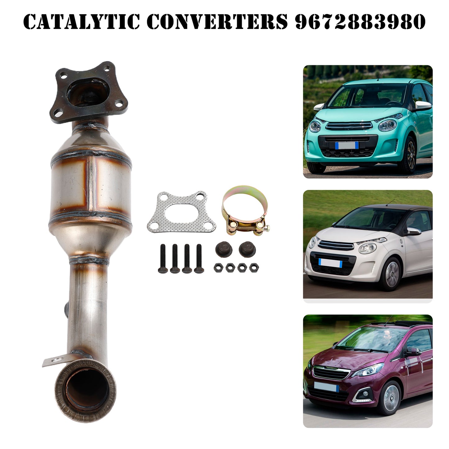 Catalizador 9822117480 Adecuado para Per Peugeot 108 208 301 308 II Citroën C1 C3 C4 DS3 1.2 VTi