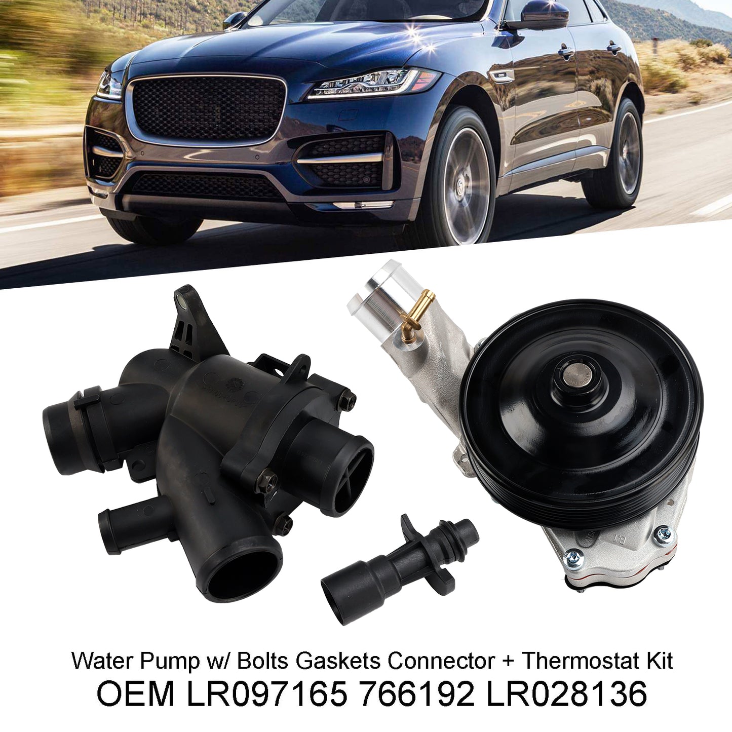 Land Rover 2010-2017 Range Rover (Sport) pompa acqua con bulloni guarnizioni connettore + kit termostato