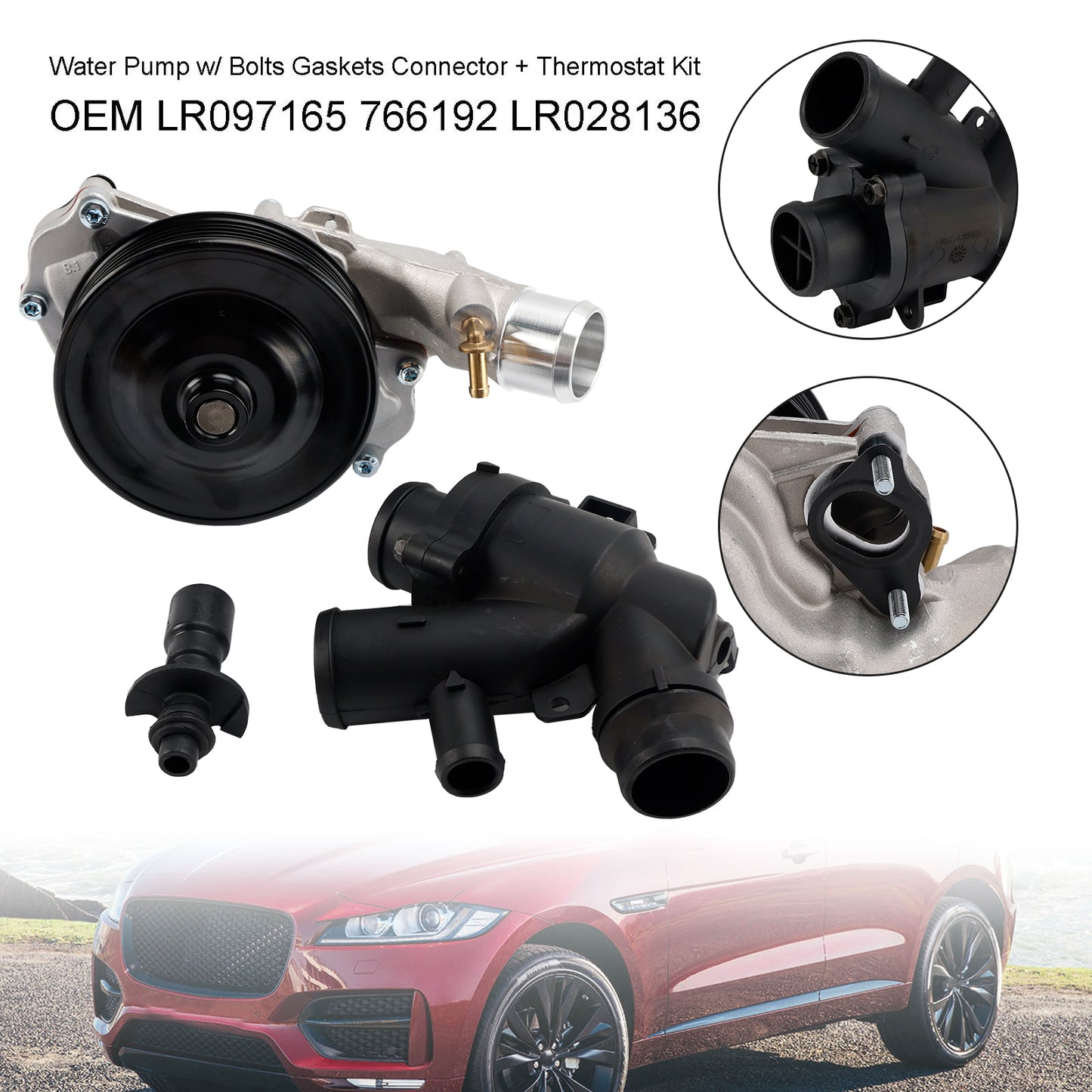 Land Rover 2010-2017 Range Rover (Sport) pompa acqua con bulloni guarnizioni connettore + kit termostato