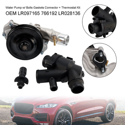 Jaguar 2011 - 2015 XJ Pompa Acqua con Bulloni Guarnizioni Connettore + Kit Termostato