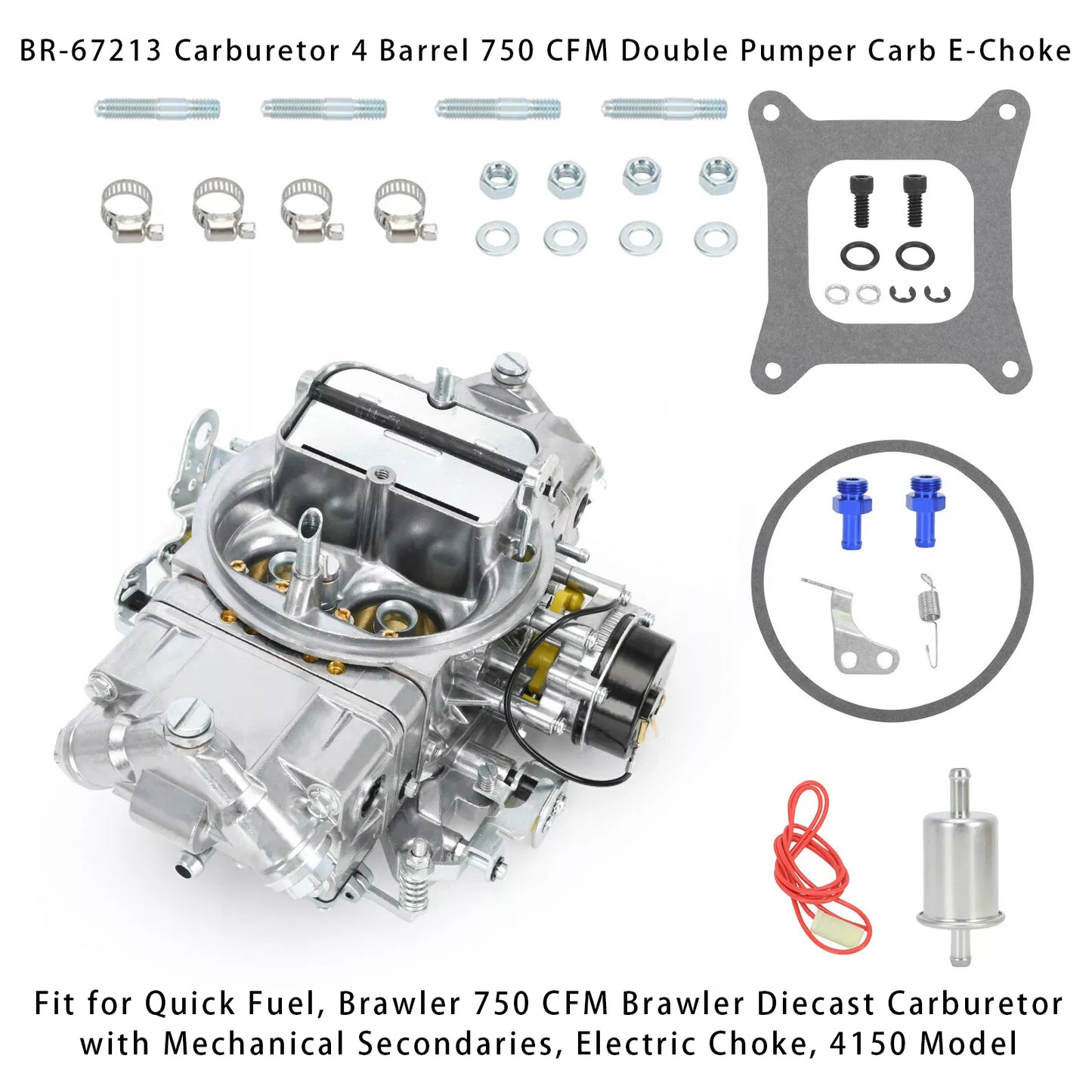 Carburatore BR-67213 a 4 corpi, 750 CFM, doppia pompa, con starter elettronico