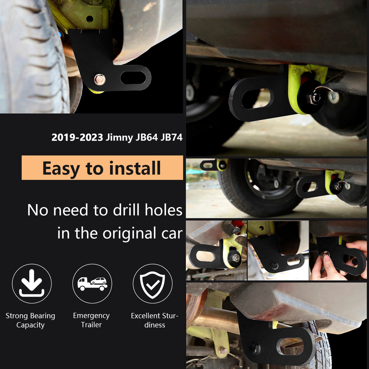 Gancio di traino posteriore sinistro e destro Suzuki Jimny JB64W JB74 2 pezzi 2019-2023