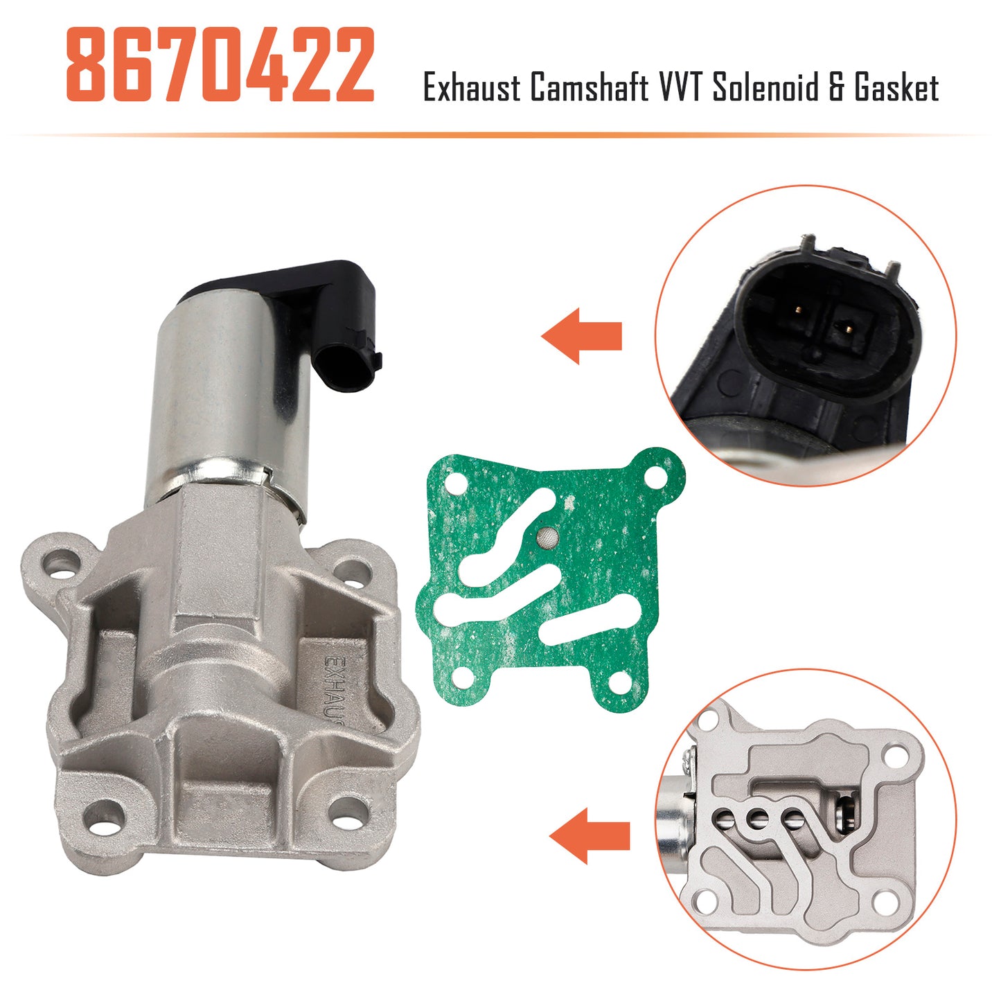 Solenoide e guarnizione VVT dell'albero a camme di scarico 8670422 per Volvo C70 V70 XC70 S80