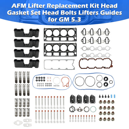 2007-2013 Chevrolet Avalanche 5.3L 5328CC 325CID V8 FLEX OHV 16 Valve AFM Kit di sostituzione sollevatore Set guarnizioni testa Bulloni testa Sollevatori Guide Fedex Express Generico