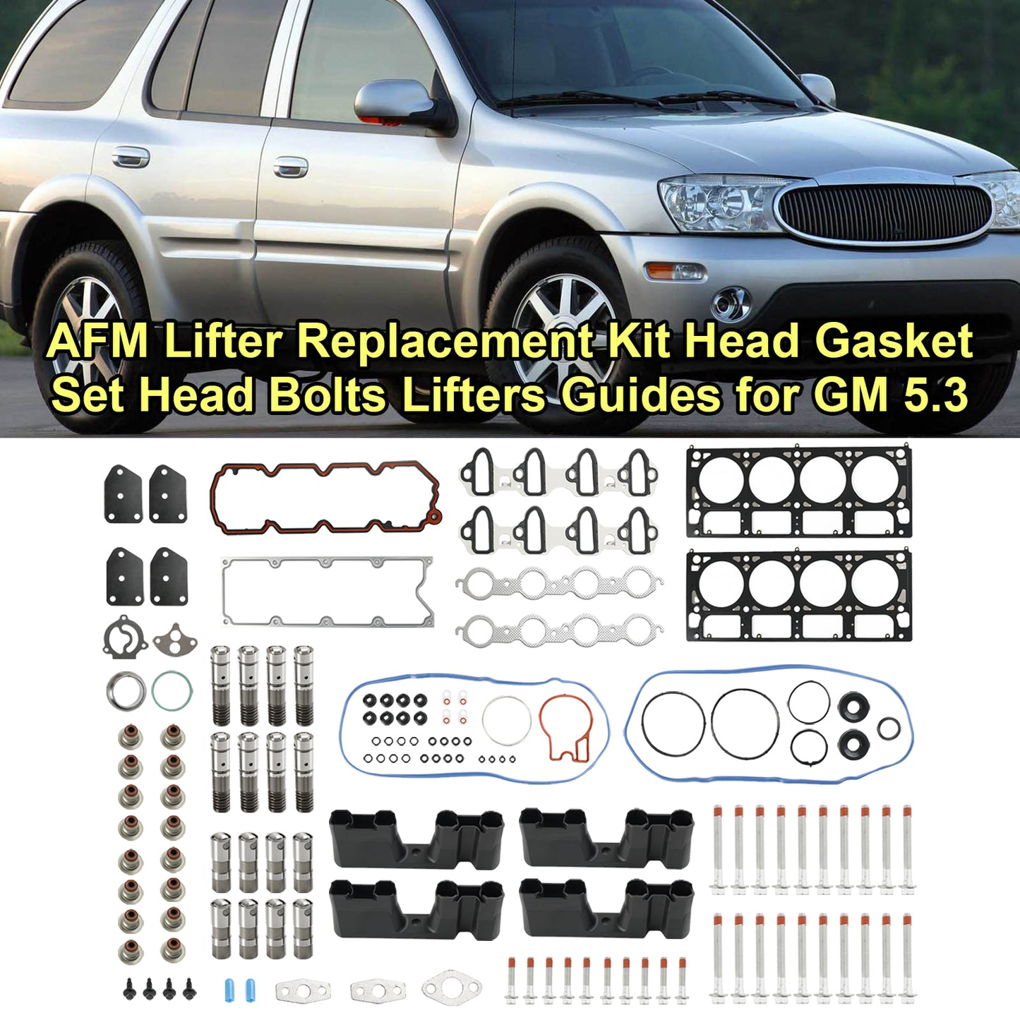 2007-2013 Chevrolet Avalanche 5.3L 5328CC 325CID V8 FLEX OHV 16 Valve AFM Kit di sostituzione sollevatore Set guarnizioni testa Bulloni testa Sollevatori Guide Fedex Express Generico