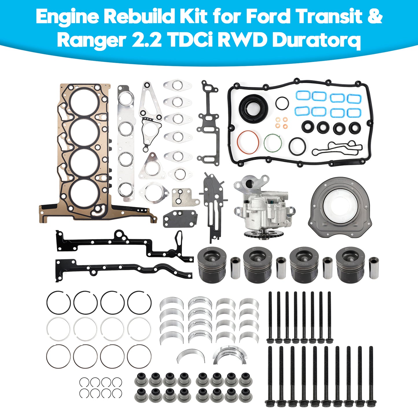 Kit di revisione motore per Ford Transit e Ranger 2.2 TDCi RWD Duratorq BK3Q-6051-C1C 9677428680