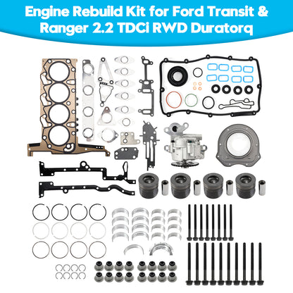 Kit di revisione motore per Ford Transit e Ranger 2.2 TDCi RWD Duratorq BK3Q-6051-C1C 9677428680