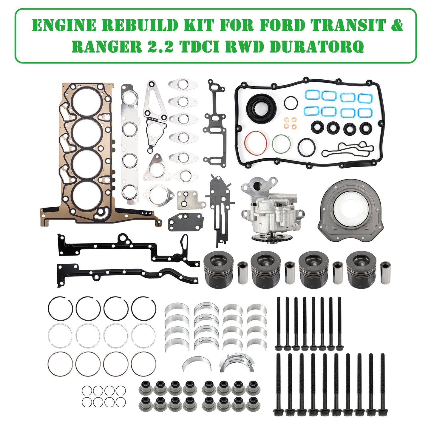 Kit di revisione motore per Ford Transit e Ranger 2.2 TDCi RWD Duratorq BK3Q-6051-C1C 9677428680