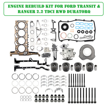 Kit di revisione motore per Ford Transit e Ranger 2.2 TDCi RWD Duratorq BK3Q-6051-C1C 9677428680