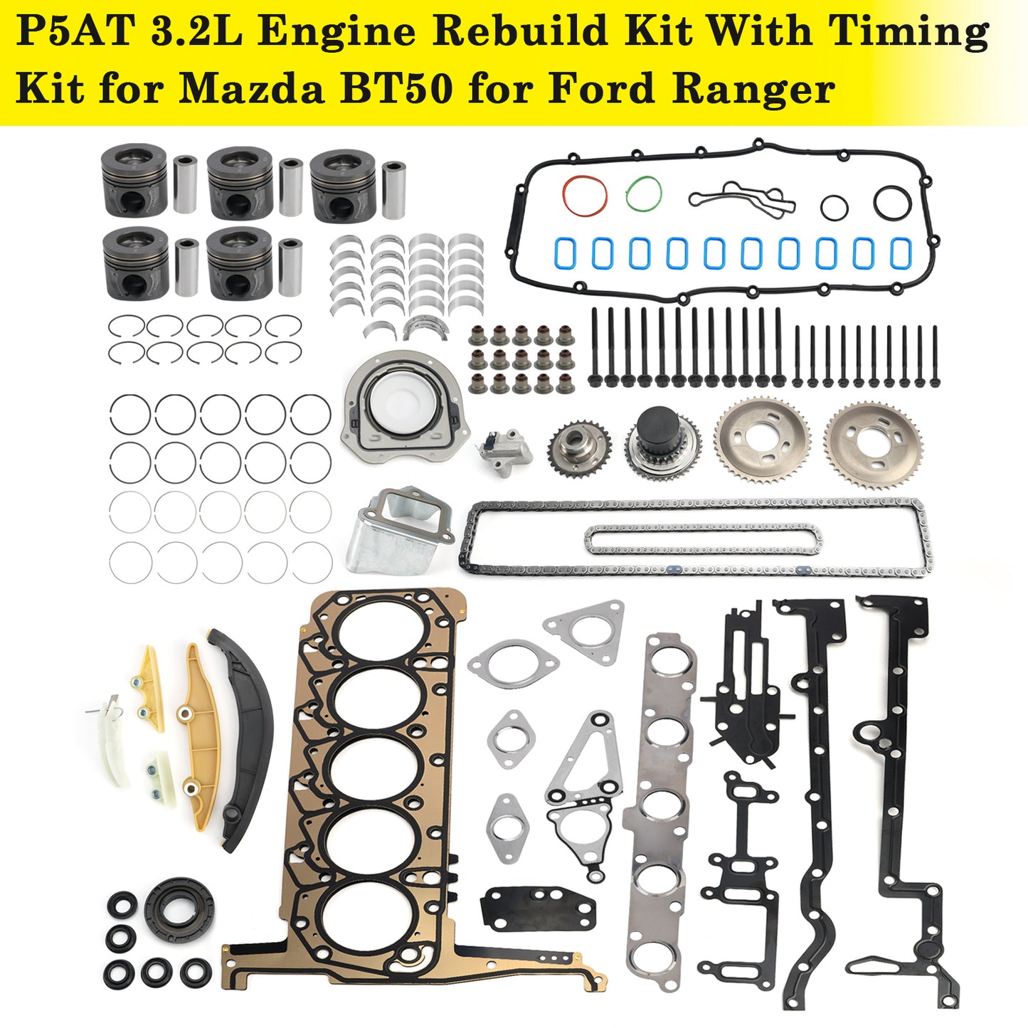 Mazda BT50 P5AT con motori turbodiesel da 3,2 l e 5 cilindri Kit di ricostruzione motore P5AT da 3,2 l con kit di fasatura
