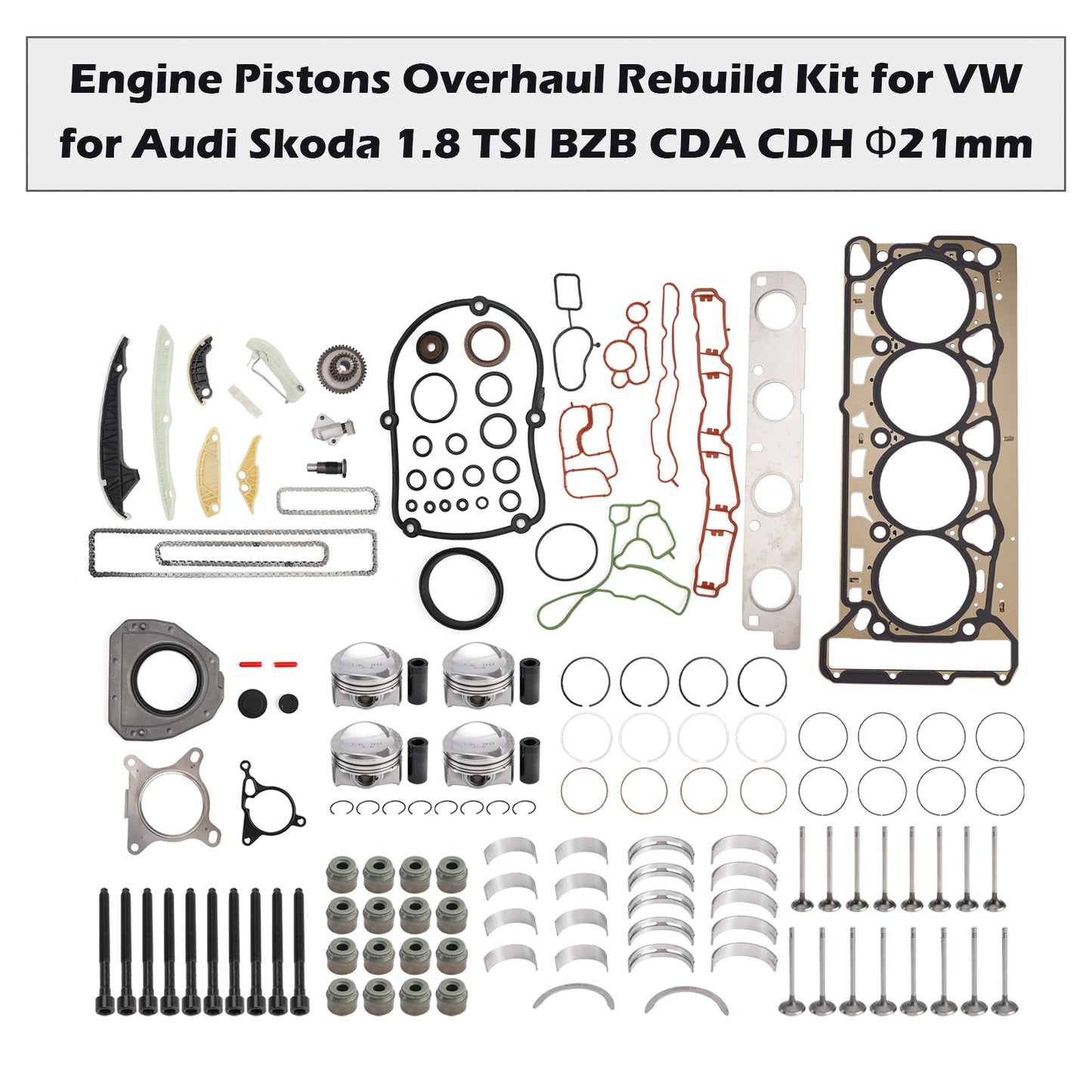 Kit di revisione e ricostruzione dei pistoni del motore VOLKSWAGEN Golf (MK6) 1.8 TSI CDAA 2009-2011 06H107065CP 06H109509Q