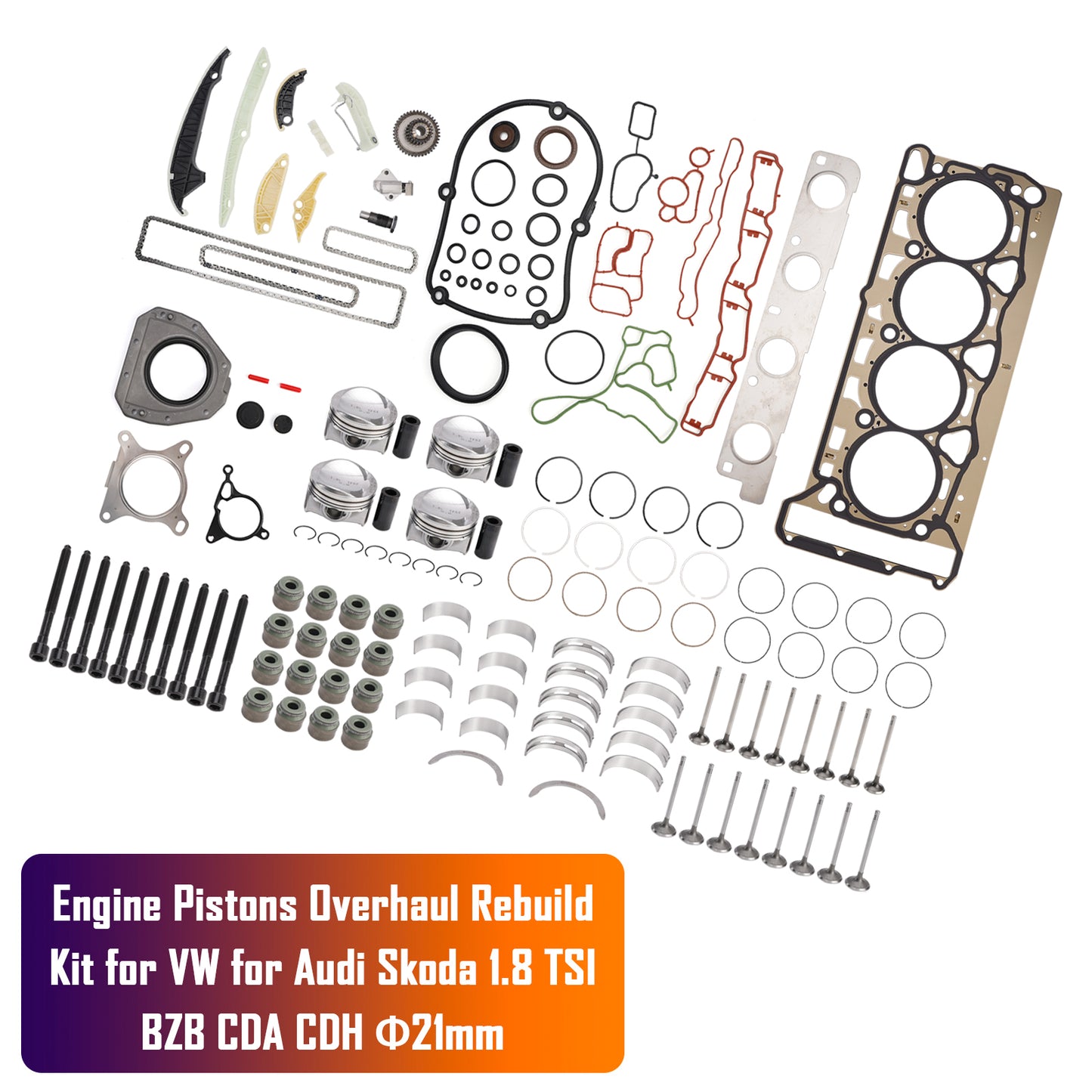 Kit di revisione e ricostruzione dei pistoni del motore AUDI A5 1.8 TFSI CDHB 2008-2011 06H107065CP 06H109509Q