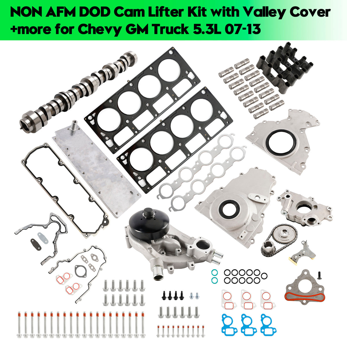 Kit sollevatore camma DOD GMC YUKON XL 1500 5.3L 5328CC 325CID V8 FLEX OHV NON AFM 2007-2013 con coperchio valle 12646386 12499225