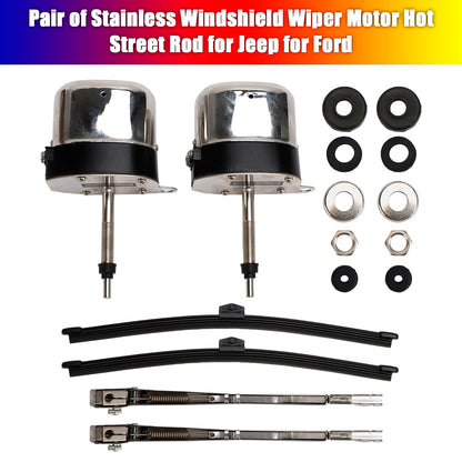 Coppia di motorini tergicristallo in acciaio inox Hot Street Rod per Jeep per Ford