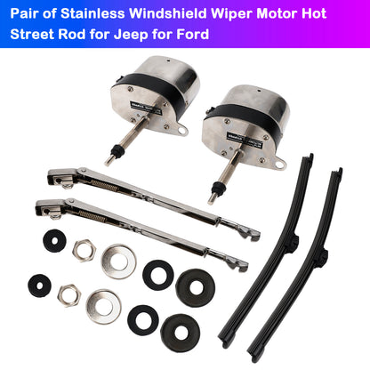 Coppia di motorini tergicristallo in acciaio inox Hot Street Rod per Jeep per Ford
