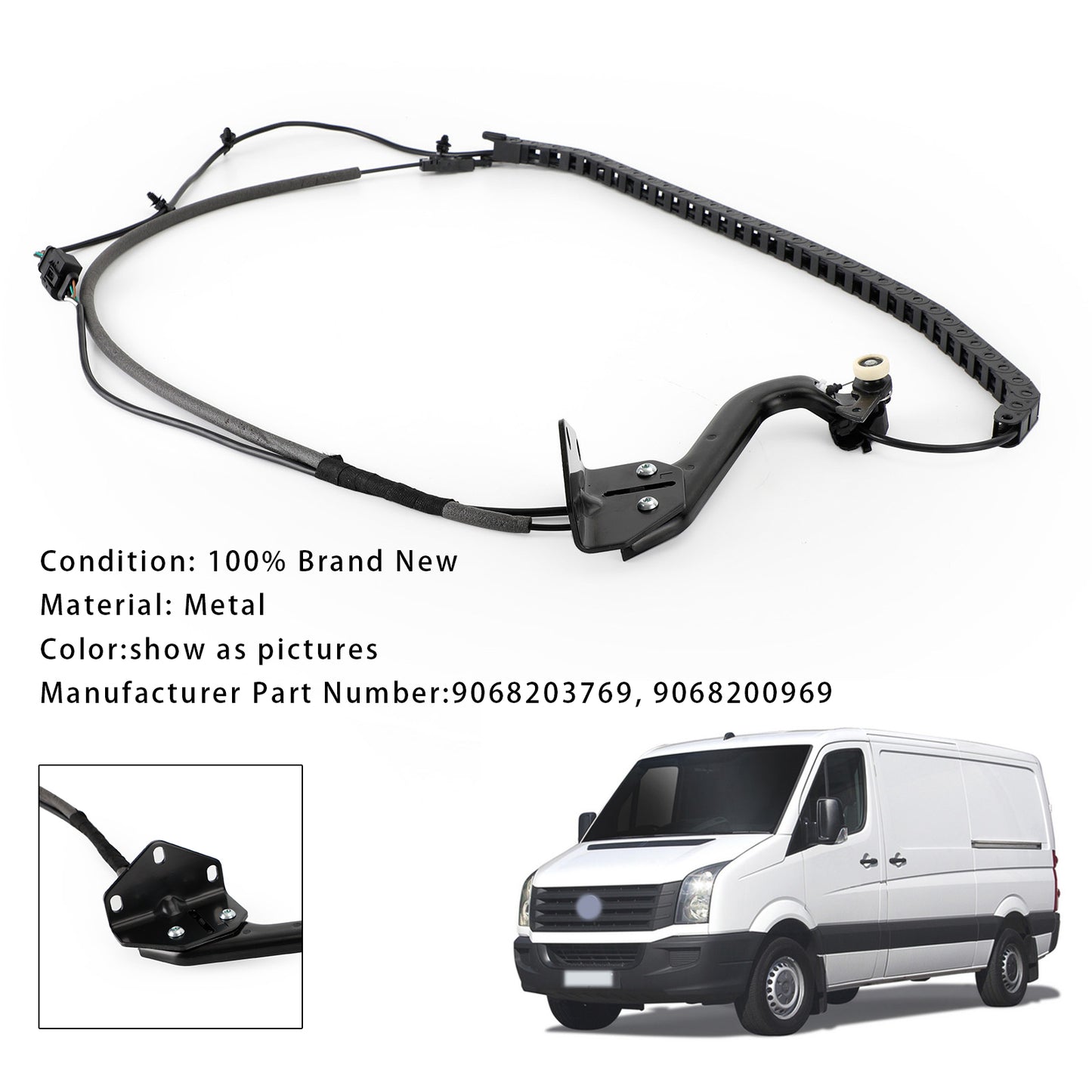 Cavo per porta laterale scorrevole sinistro + binario 9068203769 per Sprinter VW Crafter 06- Generico