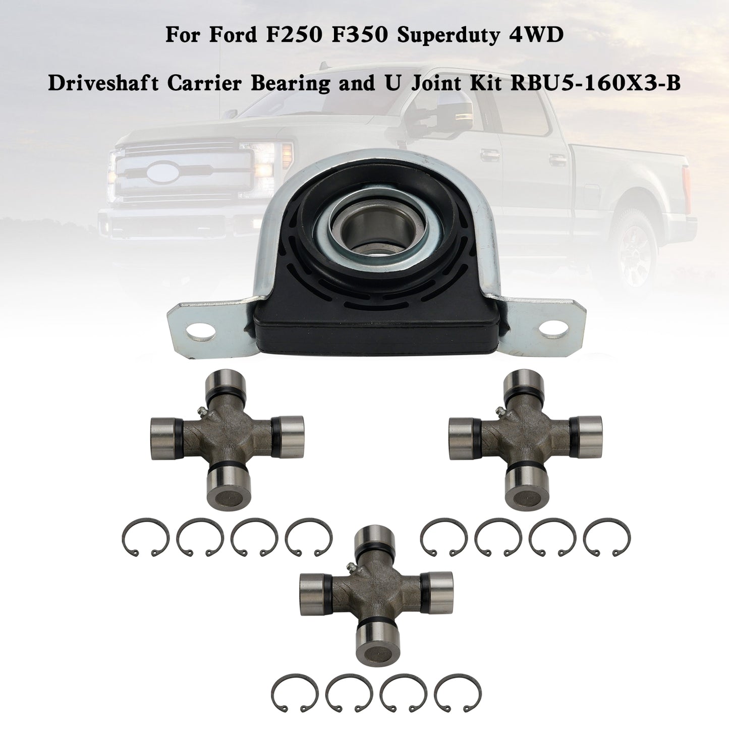 Ford F250 F350 Superduty 4WD Cuscinetto supporto albero di trasmissione e kit giunto a U Fedex Express