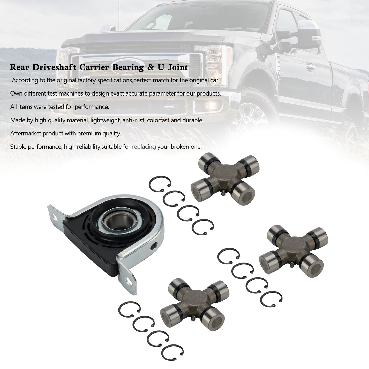 Ford F250 F350 Superduty 4WD Cuscinetto supporto albero di trasmissione e kit giunto a U Fedex Express