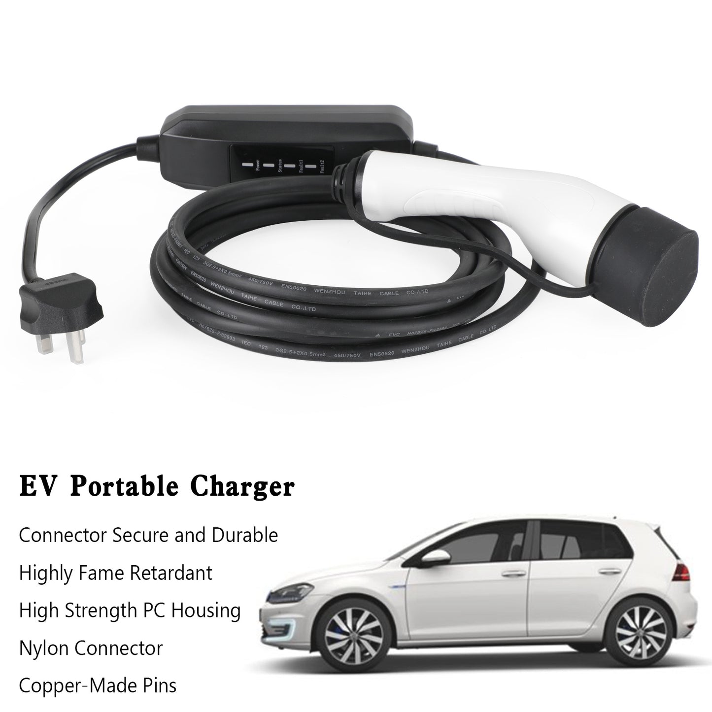 Protable 13A EV Cavo di Ricarica Tipo 2 Spina UK 3 Pin Caricatore per Auto Elettrica 5.5M