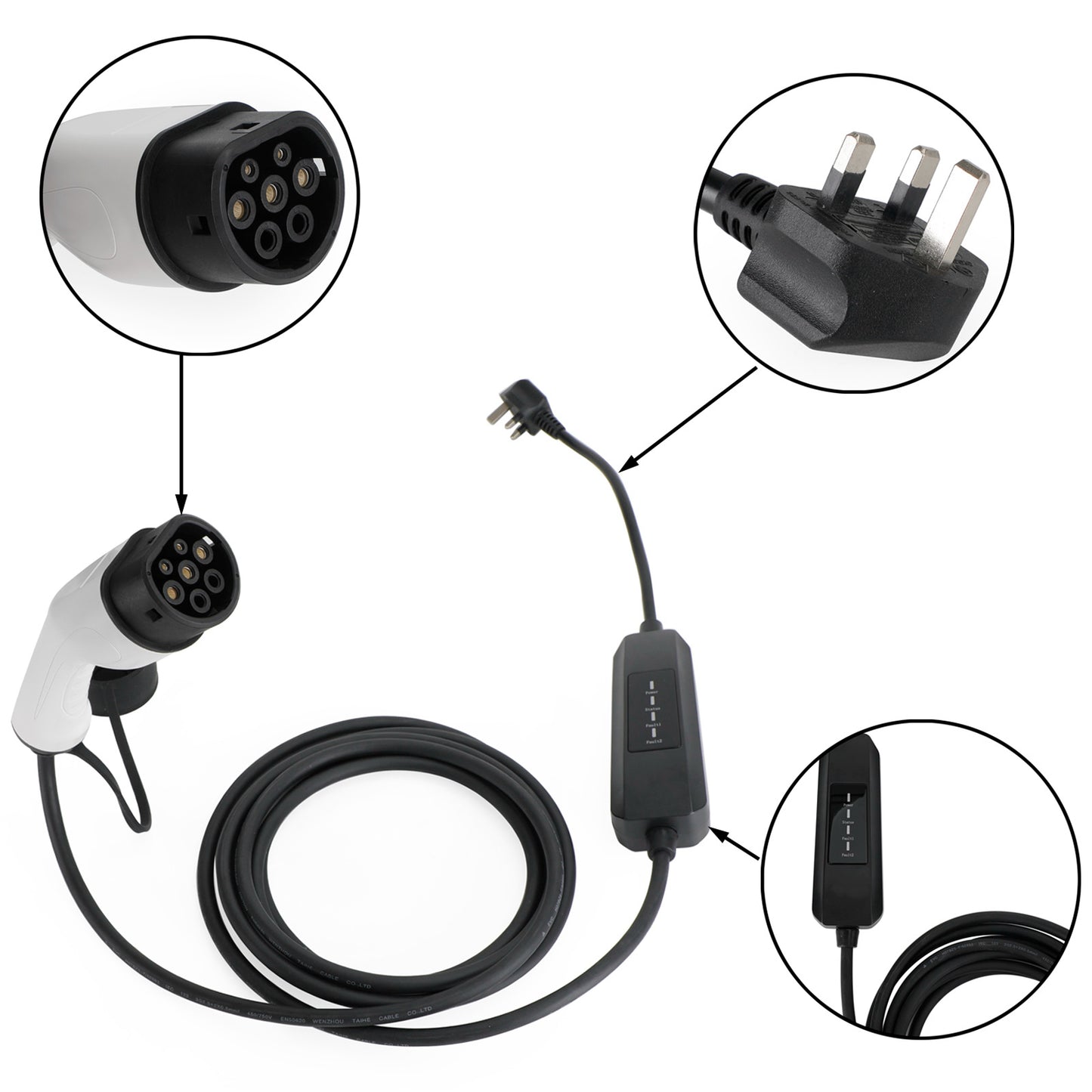 Protable 13A EV Cavo di Ricarica Tipo 2 Spina UK 3 Pin Caricatore per Auto Elettrica 5.5M