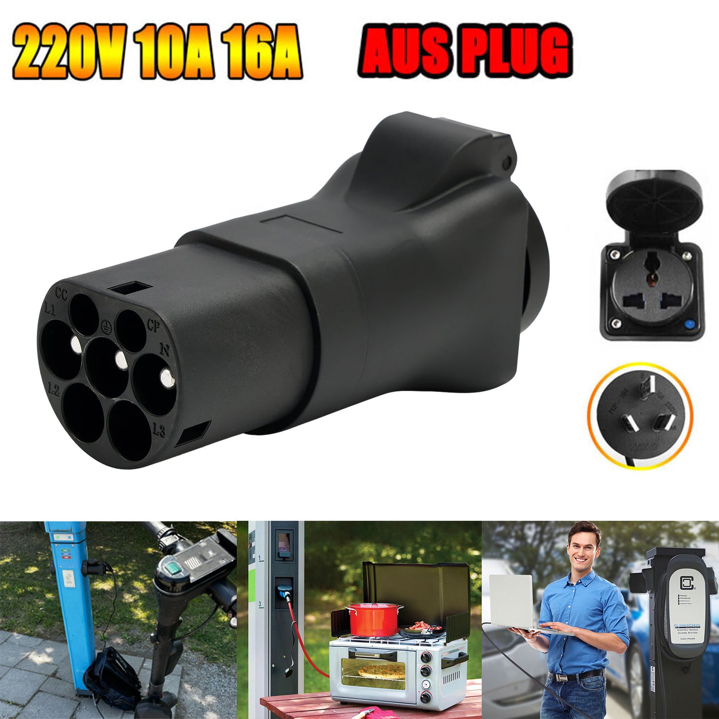 Adattatore per spina convertitore stazione di ricarica EV tipo 2 a scarica 16A IEC62196