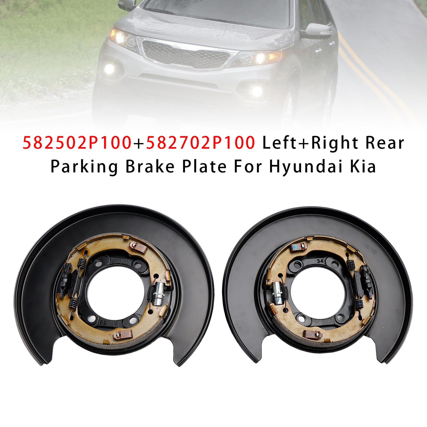 Piastra freno di stazionamento posteriore sinistra+destra Kia Sorento 2010-2012 582502P100+582702P100
