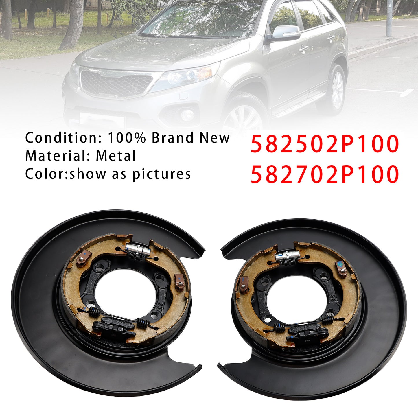 Piastra freno di stazionamento posteriore sinistra+destra Kia Sorento 2010-2012 582502P100+582702P100