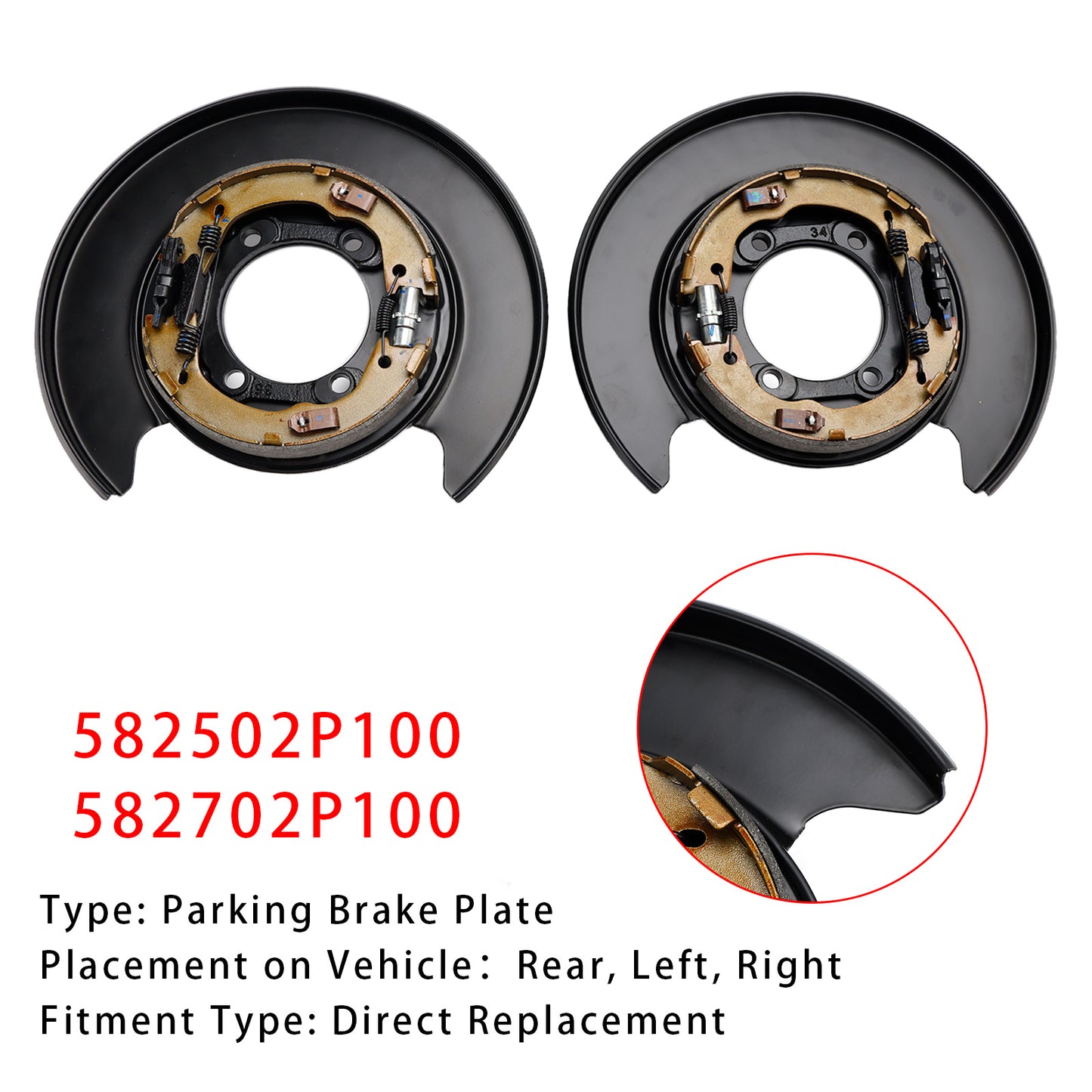 Piastra freno di stazionamento posteriore sinistra+destra Kia Sorento 2010-2012 582502P100+582702P100